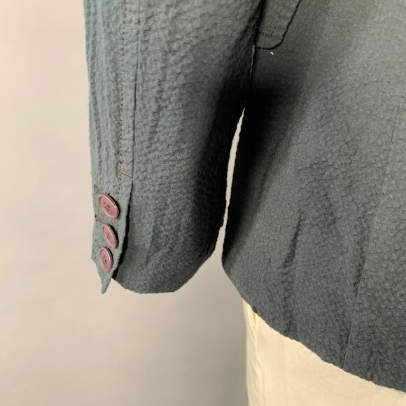 ROGUES GALLERY Size L Black Seersucker Cotton Notch Lapel Jacket - Picture 4 of 6